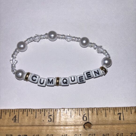 Multicolor “C*m Queen” Bracelet Adult Humor Beaded Handmade Naughty Accessories - Picture 2 of 3
